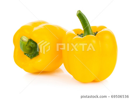 yellow bell pepper on white background 69506536