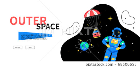 Outer space - colorful flat design style web... - Stock Illustration ...