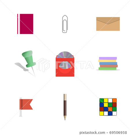 Set of icons office and school, vector illustration. Set of icons office and school, vector illustration. 69506938