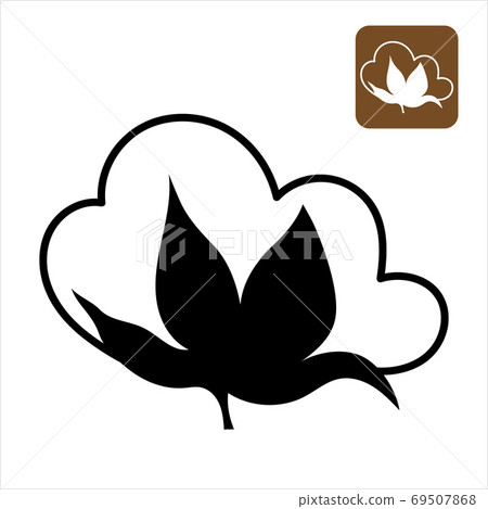 Cotton - web black and white icon, flat design. Natural fiber sign or logo Cotton - web black and white icon, flat design. Natural fiber sign or logo 69507868