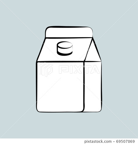 Dairy Milk little container icon in brush linear, outline flat style, isolated illustration, white fill Dairy Milk little container icon in brush linear, outline flat style, isolated illustration, white fill 69507869