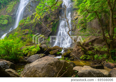 Khlong Lan Waterfall, the beautiful waterfall in deep forest at Khlong Lan National Park ,Kamphaeng Phet, Thailand 69508006