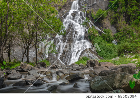 Tao Dam waterfall, the beautiful waterfall in deep forest at Klong Wang Chao national park ,Kamphaeng Phet, Thailand 69508094