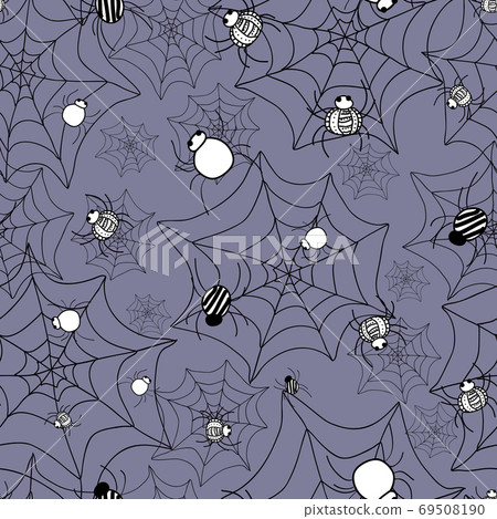 Creepy Crawly spiders on webs repeat vector seamlless Creepy Crawly spiders on webs repeat vector seamlless 69508190