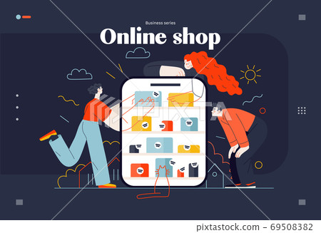 Business topics - online shopping, web template 69508382