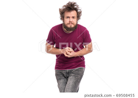 Crazy bearded man emotions and signs Crazy bearded man emotions and signs 69508455