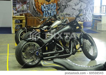 KUALA LUMPUR, MALAYSIA -MAY 29, 2016: Custom Harley Davidson Motorcycle display during the custom Harley Davidson owner gathering in Kuala Lumpur, Malaysia.  69508543