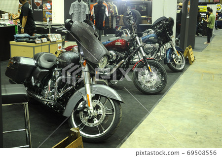 KUALA LUMPUR, MALAYSIA -MAY 29, 2016: Custom Harley Davidson Motorcycle display during the custom Harley Davidson owner gathering in Kuala Lumpur, Malaysia.  69508556