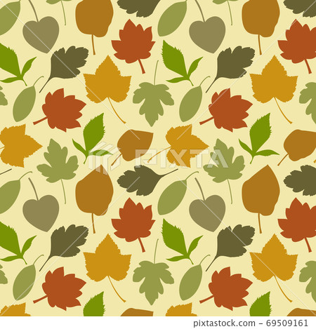 Seamless pattern with oak autumn leaves and acorns. Perfect for wallpapers, wrapping papers, pattern fills, textile, autumn greeting cards, Thanksgiving Day cards 69509161