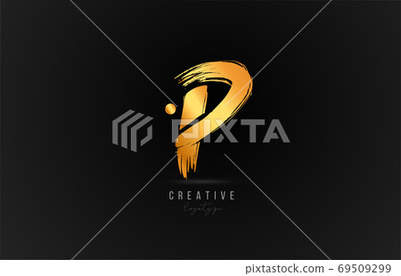 P alphabet letter icon logo in gold or golden... - Stock Illustration ...