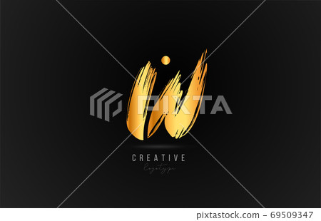 W alphabet letter icon logo in gold or golden... - Stock Illustration ...