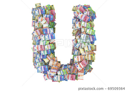 Letter U from euro packs. 3D rendering 69509364