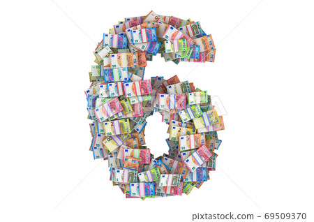 Number 6 from euro packs. 3D rendering Number 6 from euro packs. 3D rendering 69509370