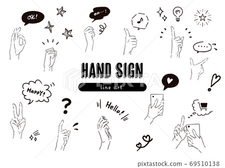 Line art illustration set of hand signs [no painted part] 69510138