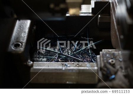 Chips produced by lathe processing Chips produced by lathe processing 69511153