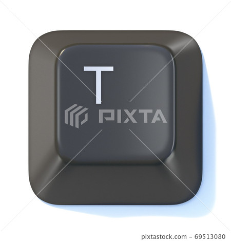 Black computer keyboard key Letter T 3D Black computer keyboard key Letter T 3D 69513080