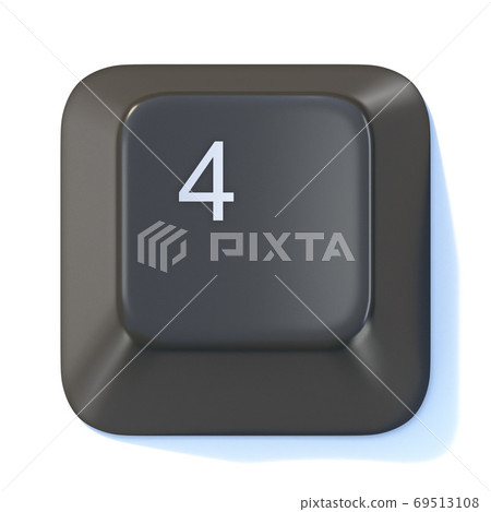 Black computer keyboard key Number 4 3D-插圖素材 [69513108] - PIXTA圖庫