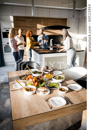 Beautiful table with food in a cozy home 69513954