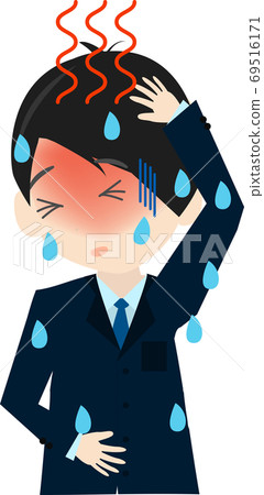 Illustration of a businessman who seems to have a fever 69516171
