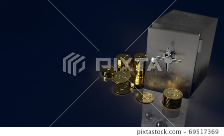 safe box and gold coins in dark background for security content safe box and gold coins in dark background for security content 69517369