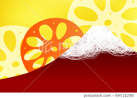 Mt. Fuji lotus root New Year's card background 69518290