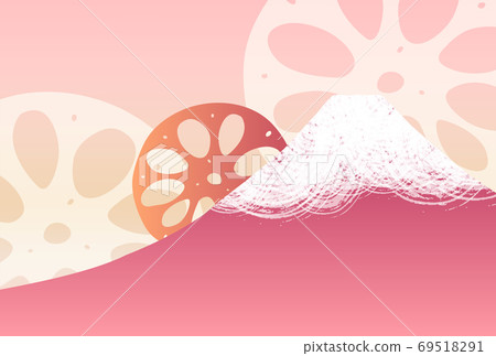 Mt. Fuji lotus root New Year's card background Mt. Fuji lotus root New Year's card background 69518291