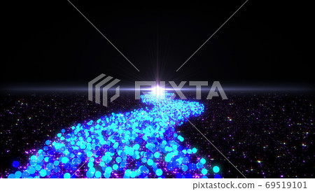 閃閃發光的空間空間天堂河閃耀的道路未來之星3D圖抽象背景 69519101