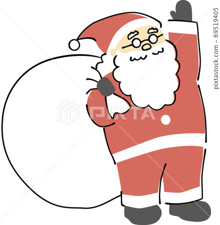 手繪聖誕老人高高興興地舉起他的手 69519405