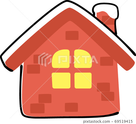 Handwritten style red brick Christmas house 69519415