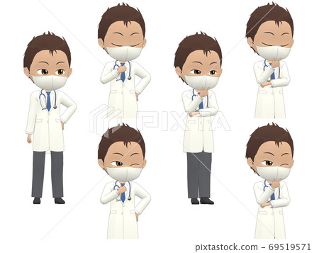 [姿勢A]黑人男性醫生短對角線 69519571