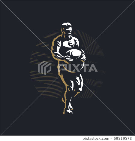 Fitness man with Atlas stone. Fitness man with Atlas stone. 69519578