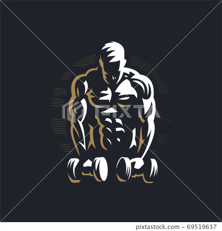 Fitness man with dumbbells. Fitness man with dumbbells. 69519637