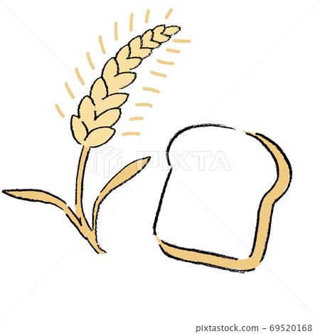 Hand drawn illustration of bread and wheat - Stock Illustration ...