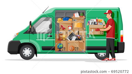 Moving to new house. Family relocated to new home. Moving to new house. Family relocated to new home. 69520772