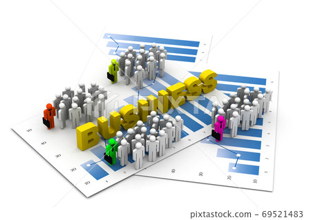 Business people with graph chart 69521483