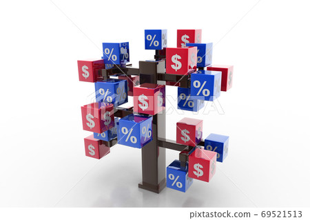3d tree with percents and dollars 3d tree with percents and dollars 69521513