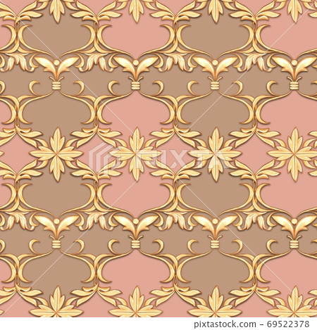 Seamless golden baroque pattern with gold scrolls - Stock Illustration ...