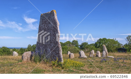 Viking stone ship burial in Oland island, Gettlinge, Sweden 69522846