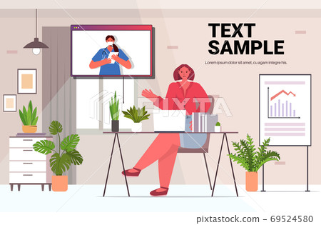 businesswoman discussing with doctor during video call online consultation coronavirus quarantine self isolation 69524580
