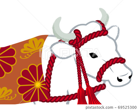 2021年新年賀卡材料-白牛穿著服裝特寫 69525300