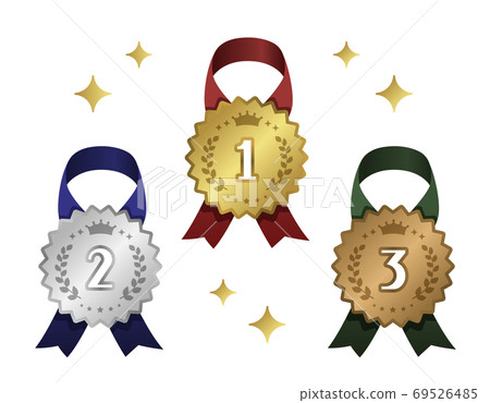 Gorgeous glossy gold, silver and bronze ranking medal glitter decoration Gorgeous glossy gold, silver and bronze ranking medal glitter decoration 69526485