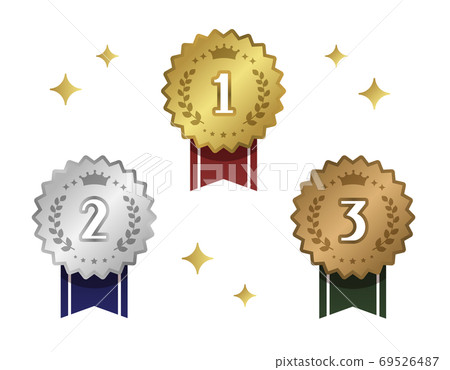 Gorgeous glossy gold, silver and bronze ranking medal glitter decoration 69526487