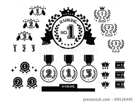 Simple and cute ranking icon set black and white Simple and cute ranking icon set black and white 69526495