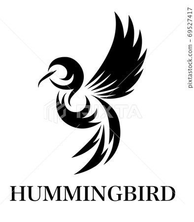 Flying hummingbird black line art Vector illustration on a white background of. Suitable for making logo. 69527417