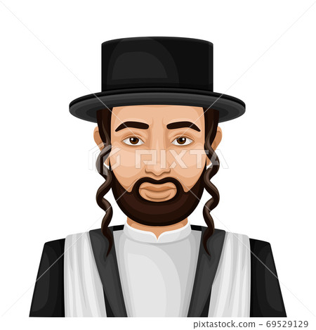 Hebrew Man with Side-locks Dressed in Black Suit Vector Illustration Hebrew Man with Side-locks Dressed in Black Suit Vector Illustration 69529129