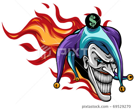 evil joker with flames vector illustration art evil joker with flames vector illustration art 69529270