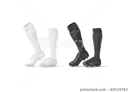 Blank black and white soccer boots with socks tiptoe mockup 69529762
