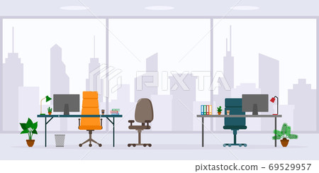 Design of empty office work place front view... - Stock Illustration  [69529957] - PIXTA