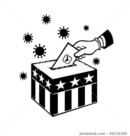 American Voter Voting During Pandemic Lockdown Election Retro Black and White 69530160