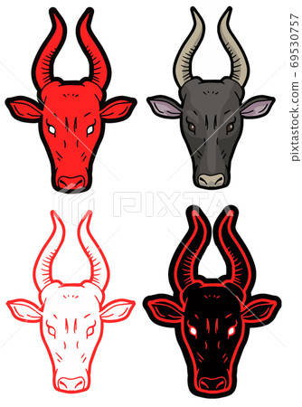Horned cow, cool buffalo face emblem 69530757
